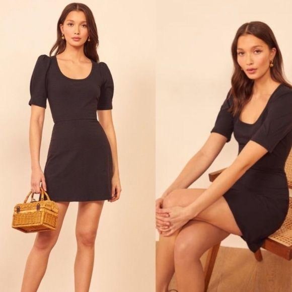 NWOT Reformation // Elisha Puff Sleeve Mini Dress - Picture 1 of 10